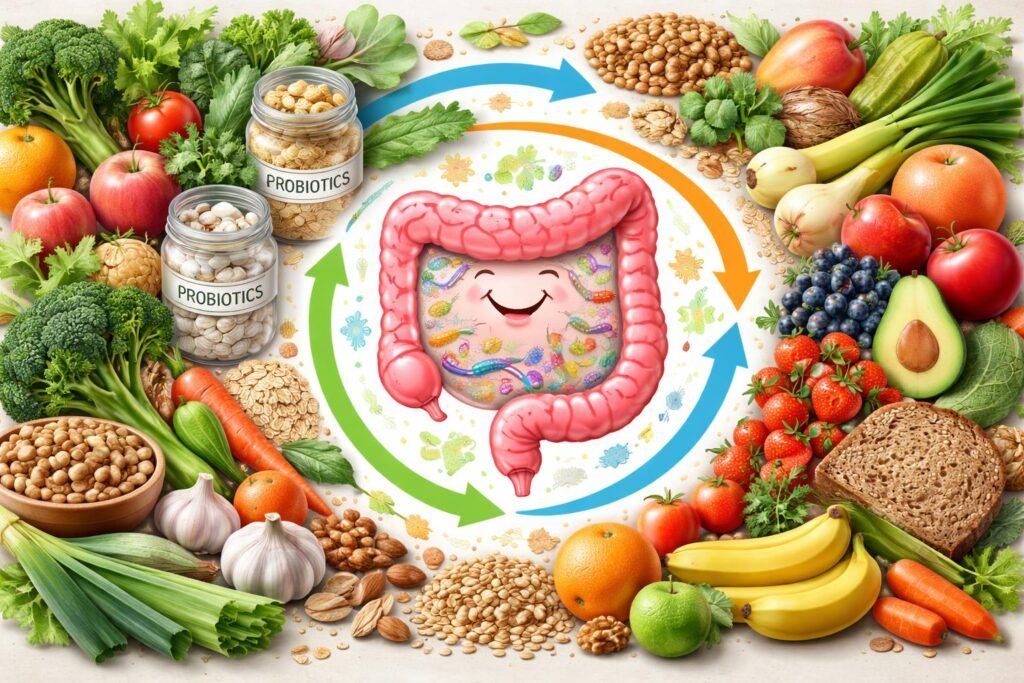 Egészséges bélflóra, probiotikumok és prebiotikumok szerepe az immunitásban.