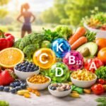 Színes vitamin tabletták és friss zöldség, a kiegyensúlyozott táplálkozás jegyében