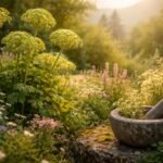 Az angyalgyökér növény, aromás illattal és hagyományos gyógyhatásokkal.