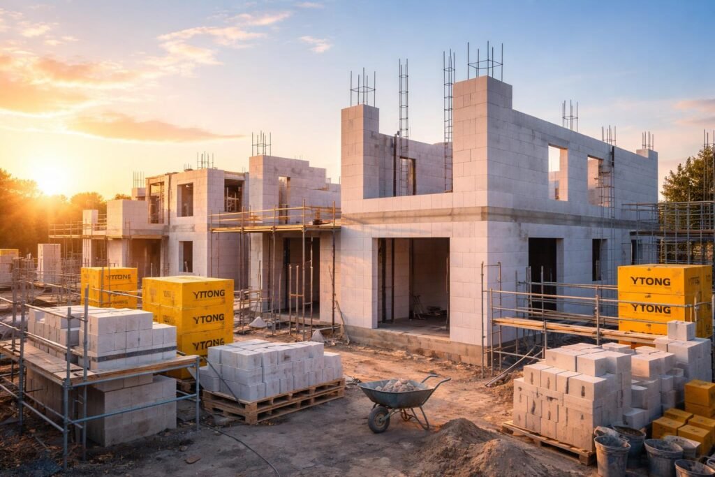 Ytong pórusbeton falazóelemek a modern épületekben, kiváló hőszigetelés és könnyű szerelhetőség