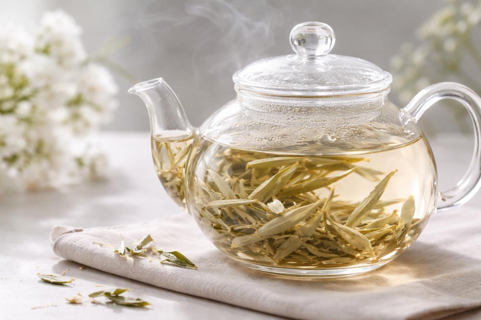 Finom virágos illatú fehér tea és egészségügyi előnyei, titkai.