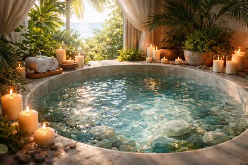 Tengeri sós fürdő a testi és lelki relaxációért, nyugtató hatás, természetes megújulás