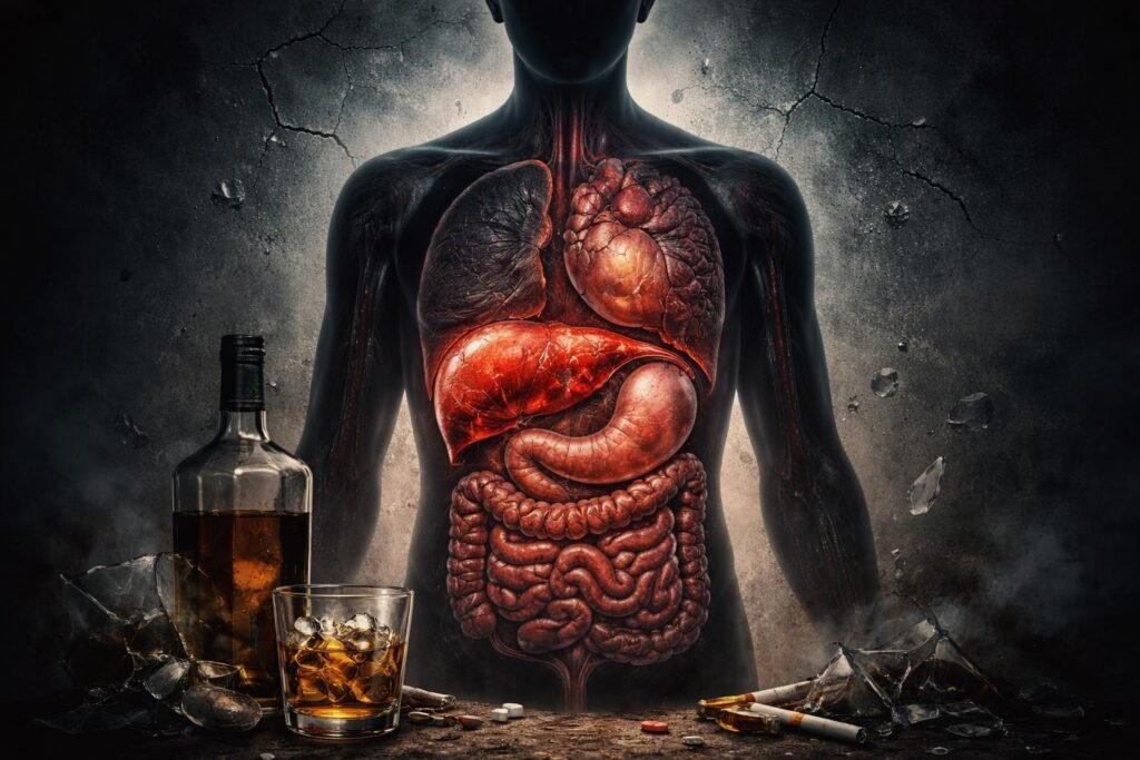Alkohol káros hatásai a májra, szívre és emésztőrendszerre